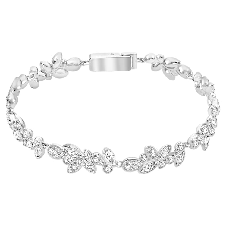 Diapason bracelet, Mixed cuts, White, Rhodium plated by SWAROVSKI