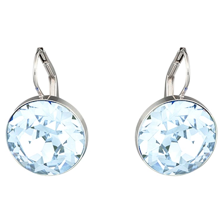 Bella drop earrings, Blue, Rhodium plated by SWAROVSKI