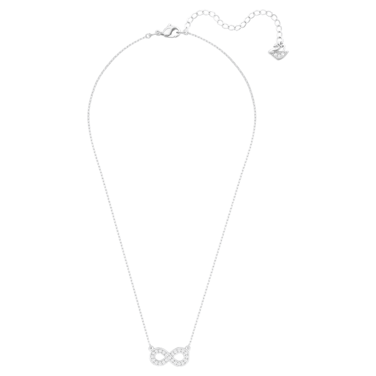 Latisha necklace, Infinity, White, Rhodium plated by SWAROVSKI