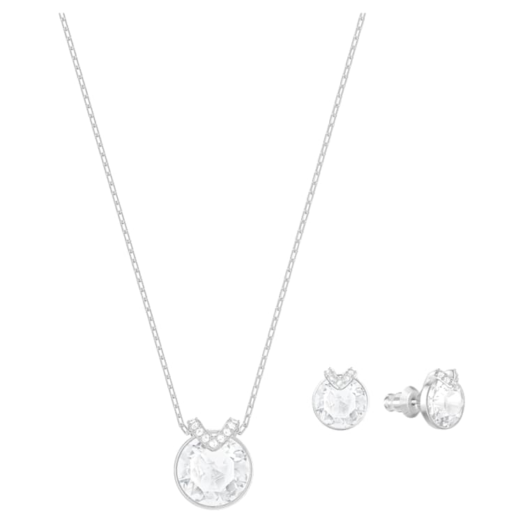 Bella V set, Round cut, White, Rhodium plated by SWAROVSKI