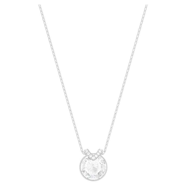 Bella V pendant, Round cut, White, Rhodium plated by SWAROVSKI