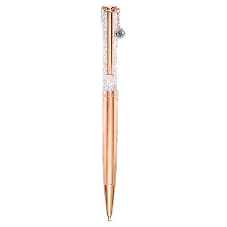 Crystalline ballpoint pen, Evil eye, Rose gold tone, Rose gold-tone plated by SWAROVSKI