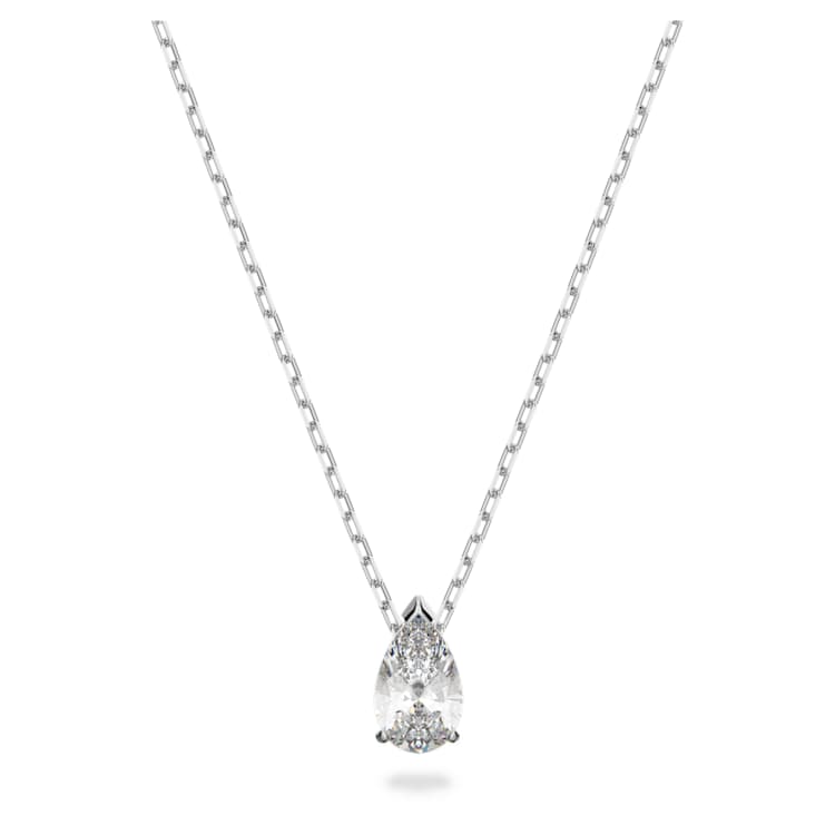 Stilla Attract set, Pear cut, White, Rhodium plated by SWAROVSKI