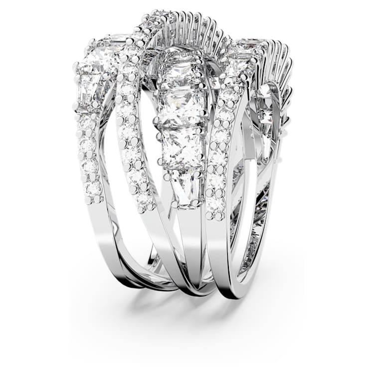 Hyperbola ring, Mixed cuts, White, Rhodium plated by SWAROVSKI