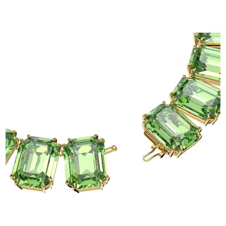 Millenia necklace, Oversized crystals, Octagon cut, Green, Gold-tone plated by SWAROVSKI