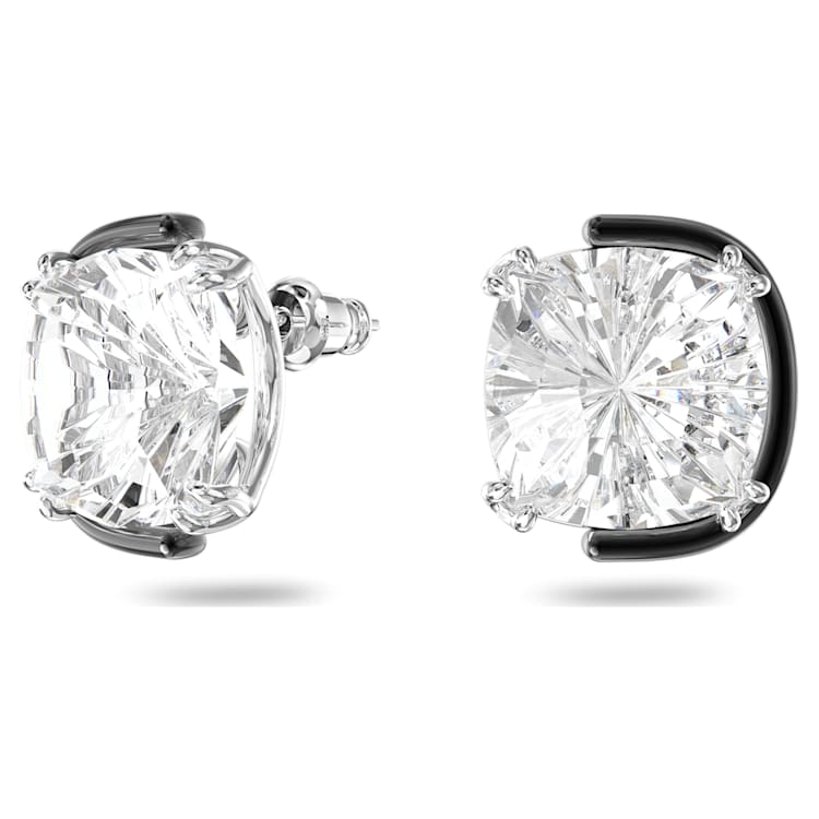 Harmonia stud earrings, Cushion cut, White, Mixed metal finish by SWAROVSKI