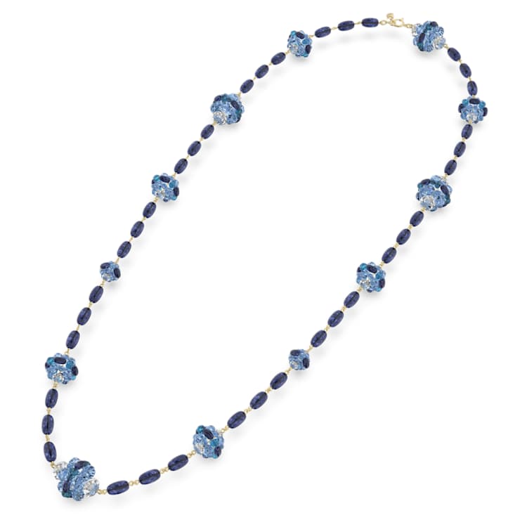 Somnia necklace, Extra long, Blue, Gold-tone plated by SWAROVSKI