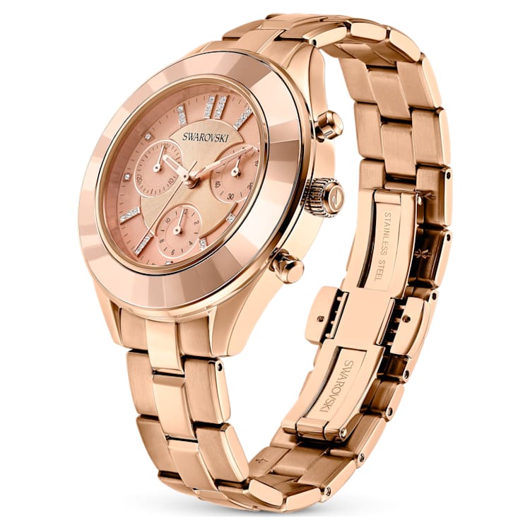 Octea Lux Sport watch, Swiss Made, Metal bracelet, Rose gold tone, Rose gold-tone finish by SWAROVSKI