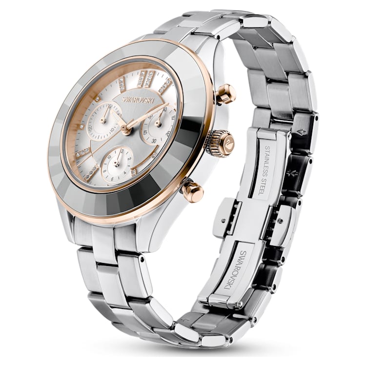 Octea Lux Sport watch, Swiss Made, Metal bracelet, Silver Tone, Stainless steel by SWAROVSKI