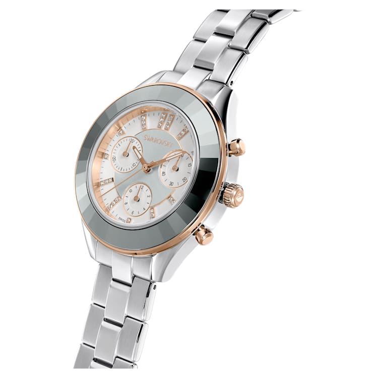 Octea Lux Sport watch, Swiss Made, Metal bracelet, Silver Tone, Stainless steel by SWAROVSKI