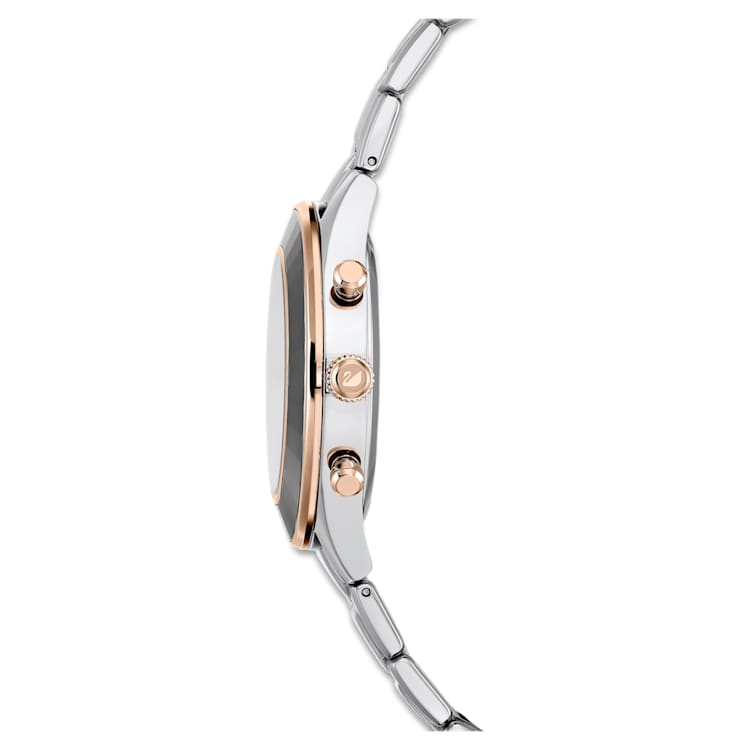 Octea Lux Sport watch, Swiss Made, Metal bracelet, Silver Tone, Stainless steel by SWAROVSKI