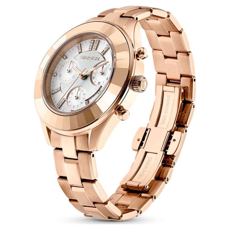 Octea Lux Sport watch, Swiss Made, Metal bracelet, Rose gold tone, Rose gold-tone finish by SWAROVSKI