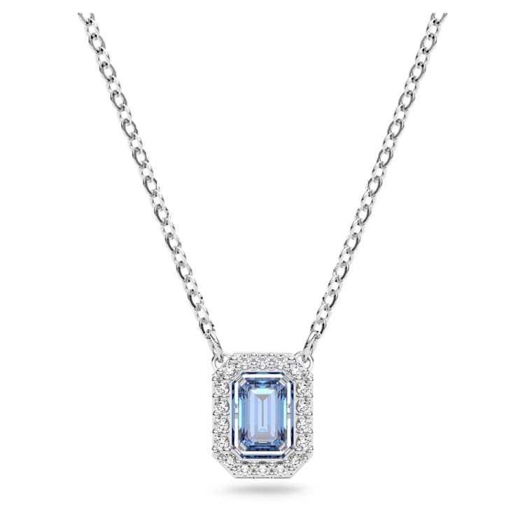 Una necklace, Octagon cut, Blue, Rhodium plated by SWAROVSKI