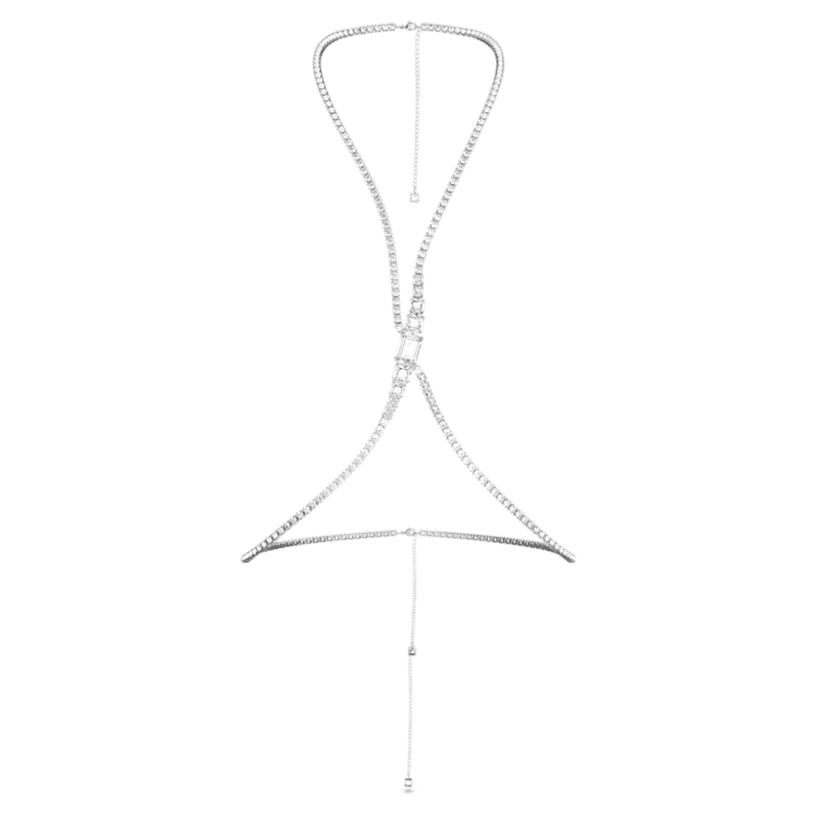 Millenia body chain, Square cut, White, Rhodium plated by SWAROVSKI