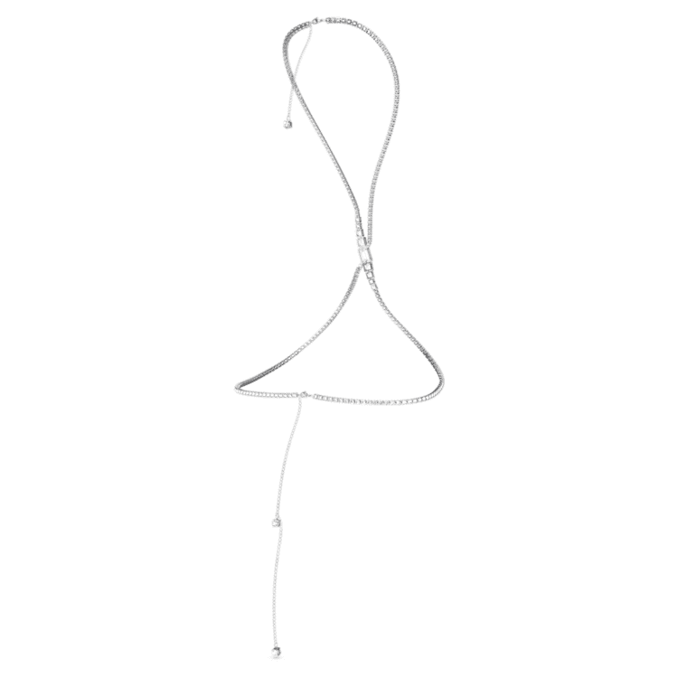 Millenia body chain, Square cut, White, Rhodium plated by SWAROVSKI