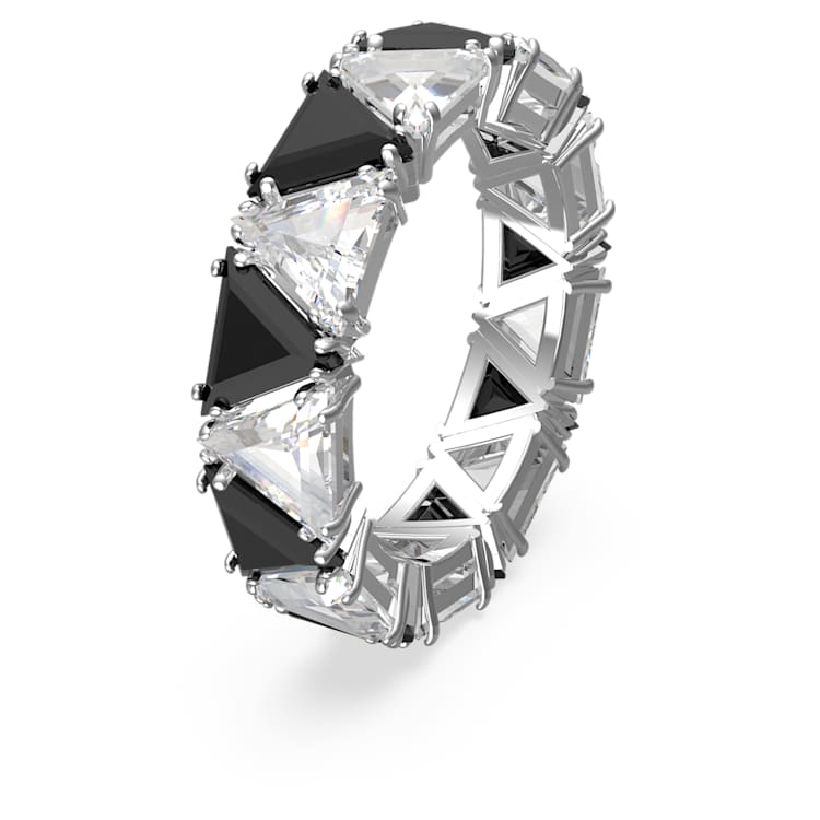 Matrix cocktail ring, Triangle cut, Black, Rhodium plated by SWAROVSKI