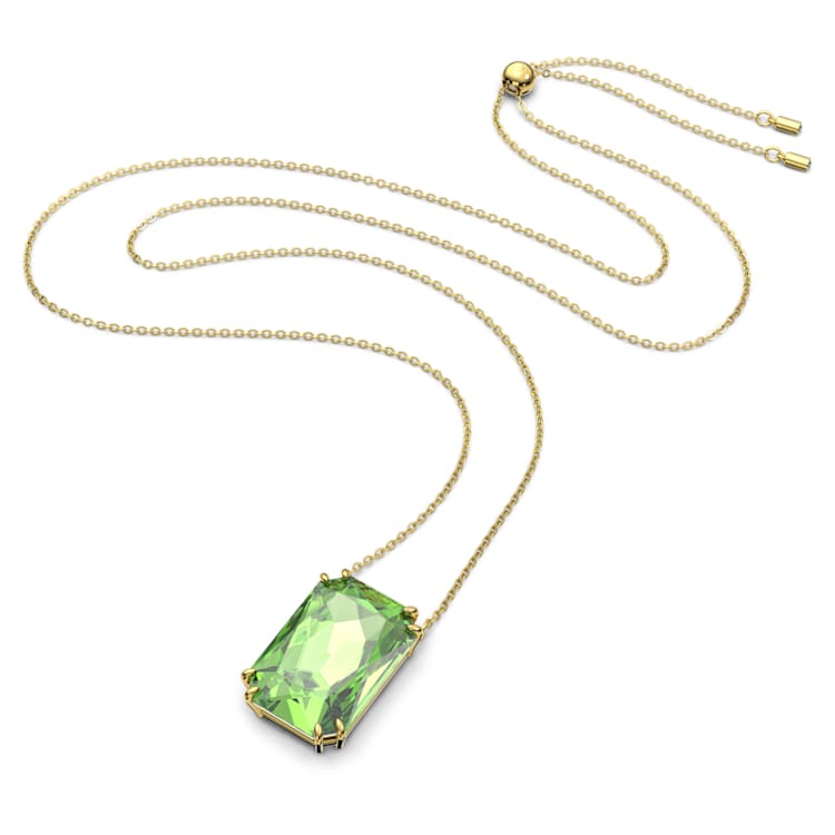 Millenia pendant, Octagon cut, Green, Gold-tone plated by SWAROVSKI