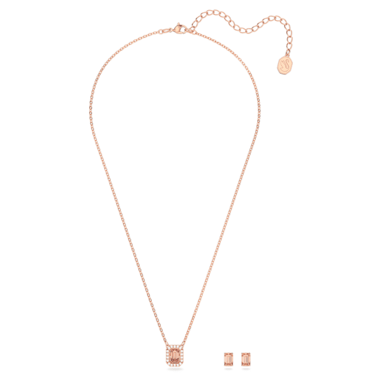 Una set, Octagon cut, Pink, Rose gold-tone plated by SWAROVSKI