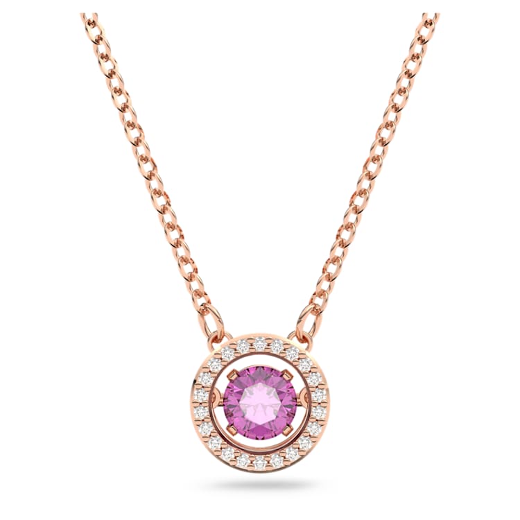 Una pendant, Round cut, Long, Purple, Rose gold-tone plated by SWAROVSKI