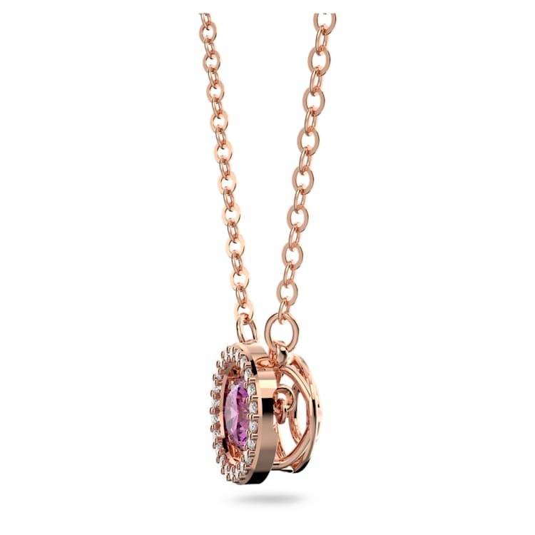 Una pendant, Round cut, Long, Purple, Rose gold-tone plated by SWAROVSKI