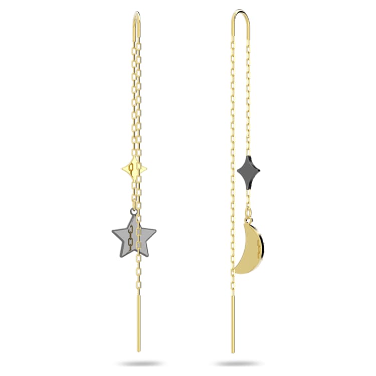 Symbolica drop earrings, Moon and star, Blue, Mixed metal finish by SWAROVSKI