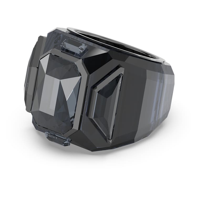 Chroma cocktail ring, Black, Ruthenium plated by SWAROVSKI