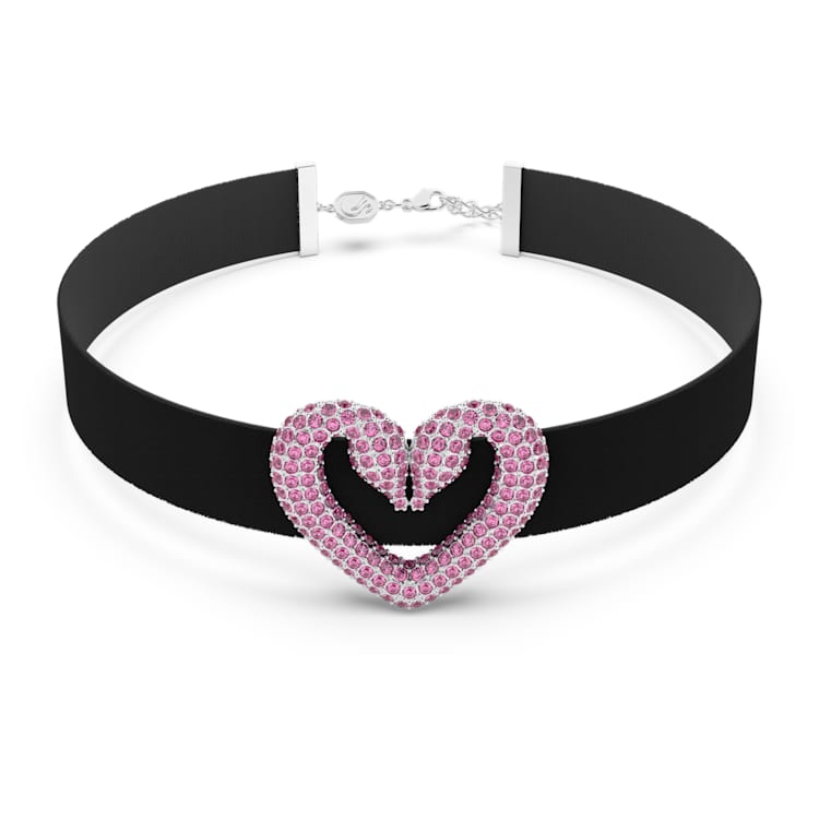 Sublima choker, Heart, Pink, Rhodium plated by SWAROVSKI