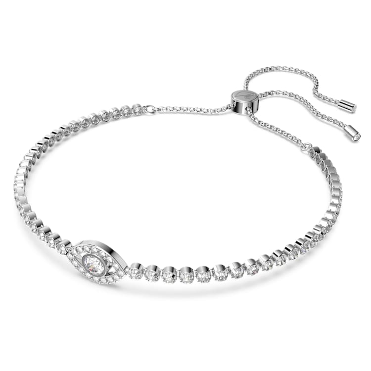 Matrix bracelet, Evil eye, White, Rhodium plated by SWAROVSKI