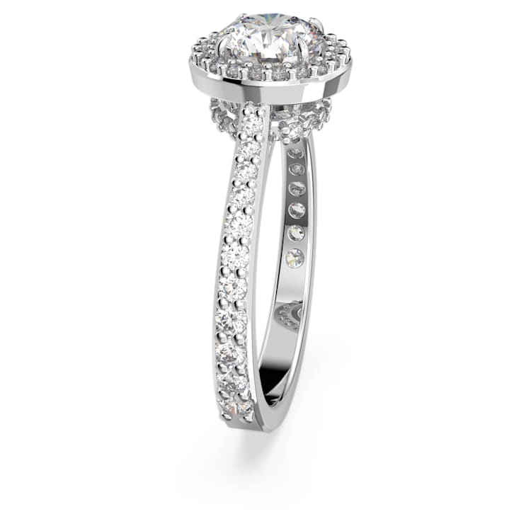 Una Angelic cocktail ring, Round cut, Pavé, White