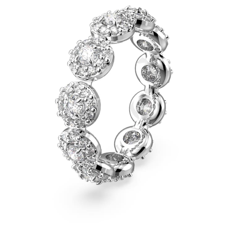 Una ring, Round cut, Pavé, White, Rhodium plated by SWAROVSKI