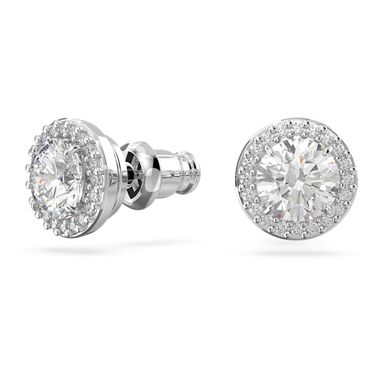 Una Angelic stud earrings, Round cut, Pavé, White