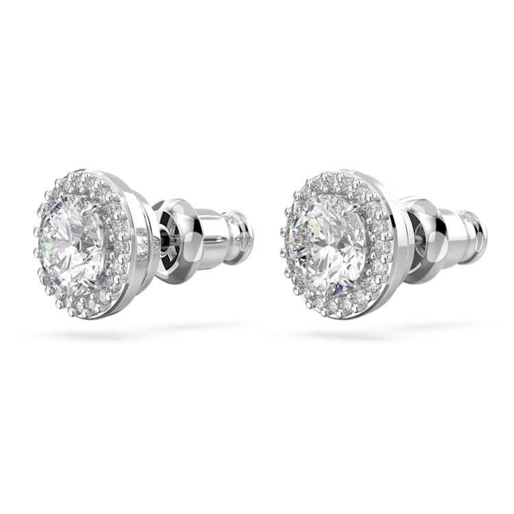 Una Angelic stud earrings, Round cut, Pavé, White