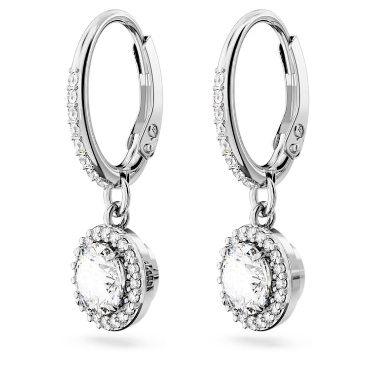 Una Angelic drop earrings, Round cut, Pavé, White