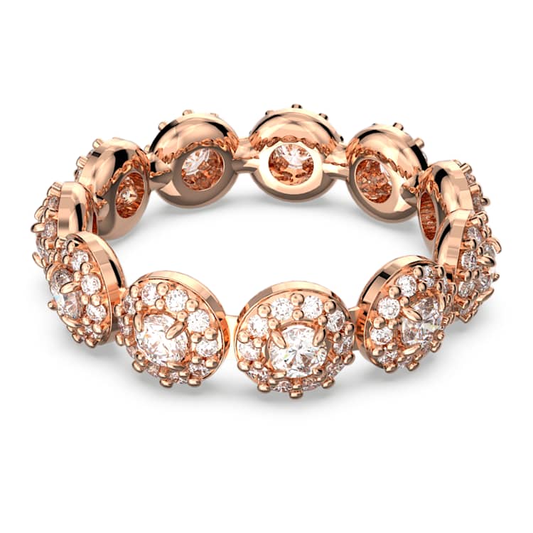 Una ring, Round cut, Pavé, White, Rose gold-tone plated by SWAROVSKI