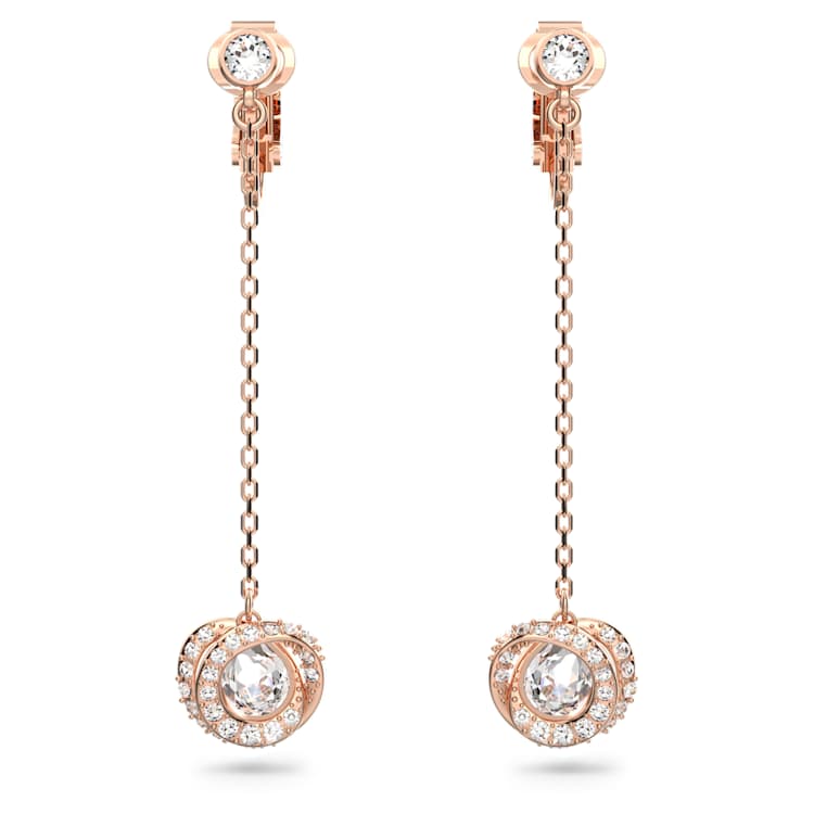 Generation clip earrings, White, Rose gold-tone plated by SWAROVSKI