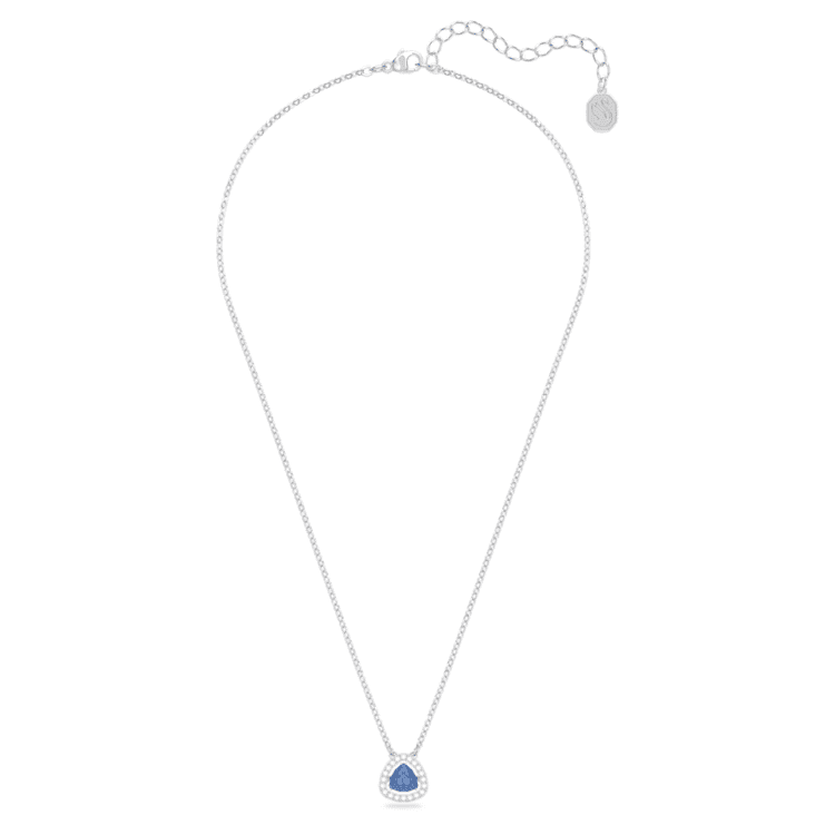 Una necklace, Trilliant cut, Blue, Rhodium plated by SWAROVSKI