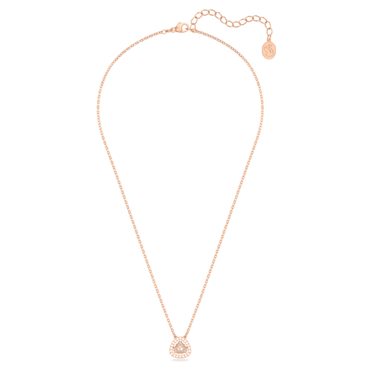 Una necklace, Trilliant cut, White, Rose gold-tone plated by SWAROVSKI