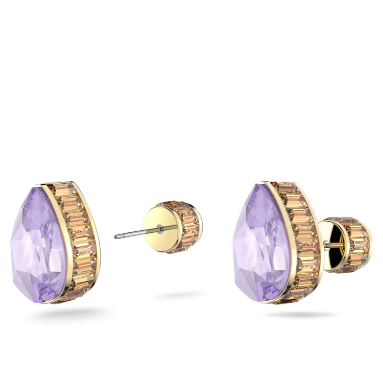 Chroma stud earrings, Drop cut, Multicoloured, Gold-tone plated by SWAROVSKI