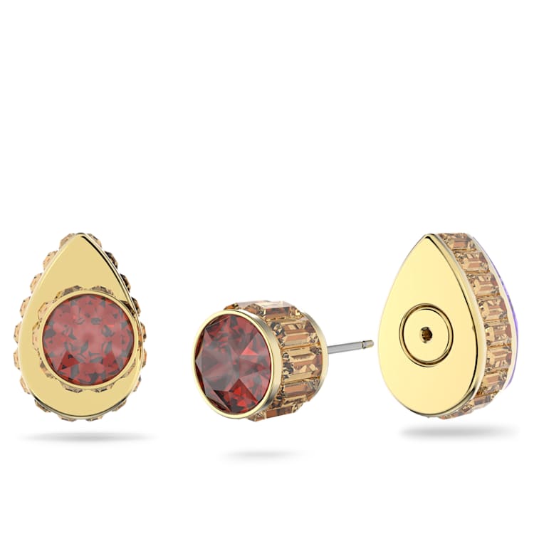 Chroma stud earrings, Drop cut, Multicoloured, Gold-tone plated by SWAROVSKI