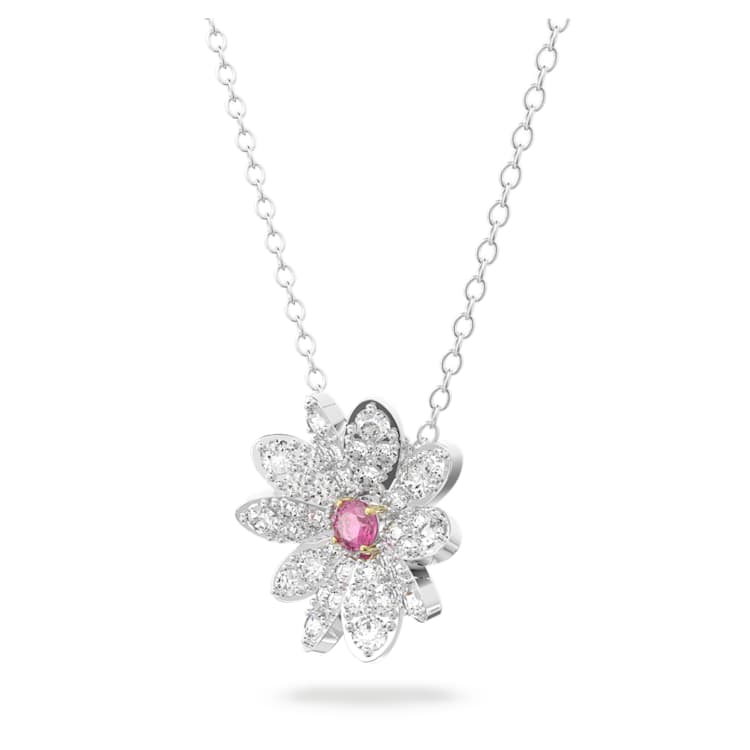 Eternal Flower pendant, Flower, Pink, Mixed metal finish by SWAROVSKI