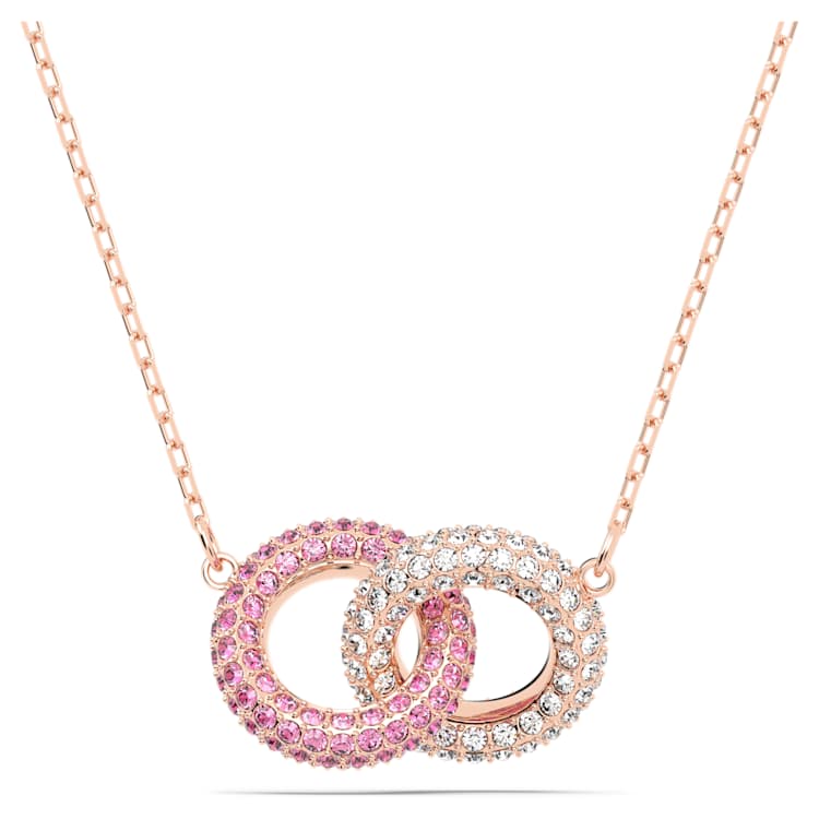 Dextera necklace, Intertwined circles, Pink, Rose gold-tone plated by SWAROVSKI