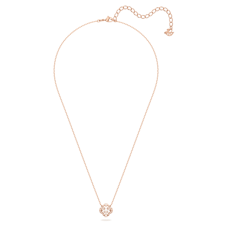 Una necklace, Clover, White, Rose gold-tone plated by SWAROVSKI