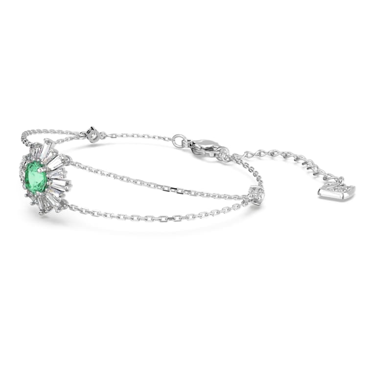 Idyllia bracelet, Mixed cuts, Sun, Green, Rhodium plated by SWAROVSKI