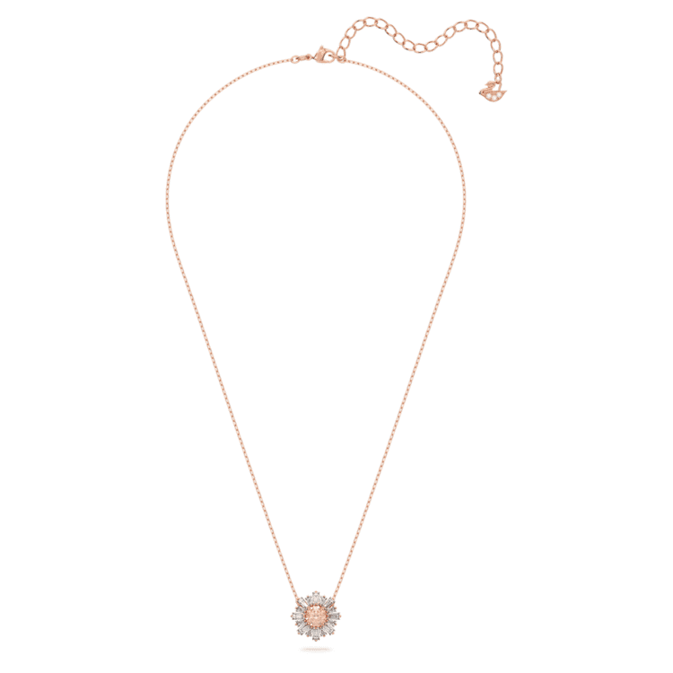 Idyllia pendant, Mixed cuts, Sun, Pink, Rose gold-tone plated by SWAROVSKI