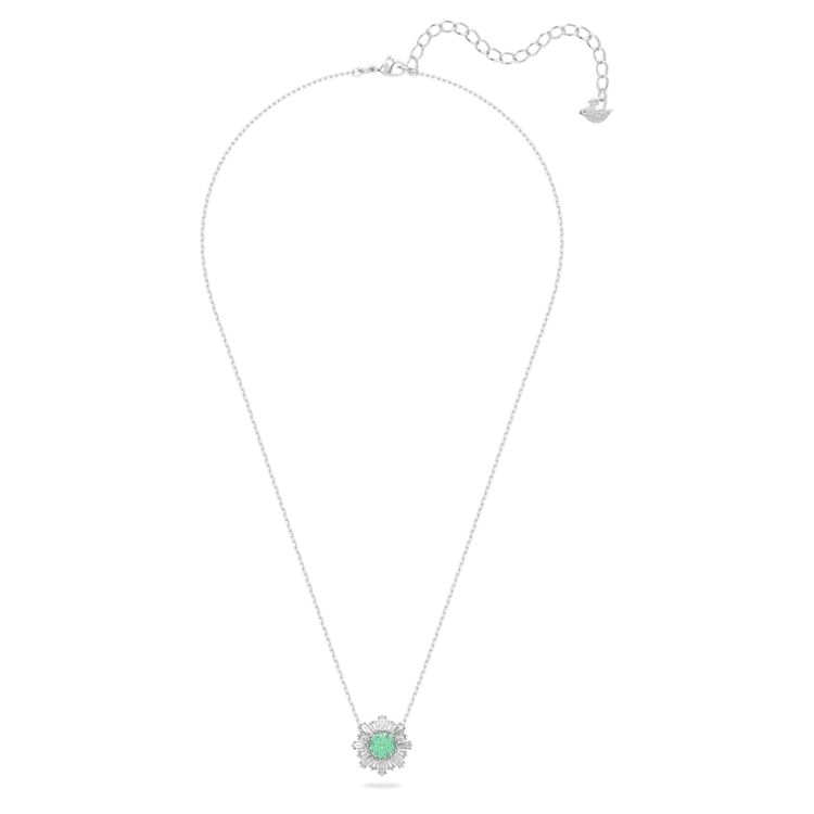 Idyllia pendant, Mixed cuts, Sun, Green, Rhodium plated by SWAROVSKI