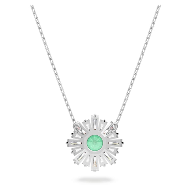 Idyllia pendant, Mixed cuts, Sun, Green, Rhodium plated by SWAROVSKI