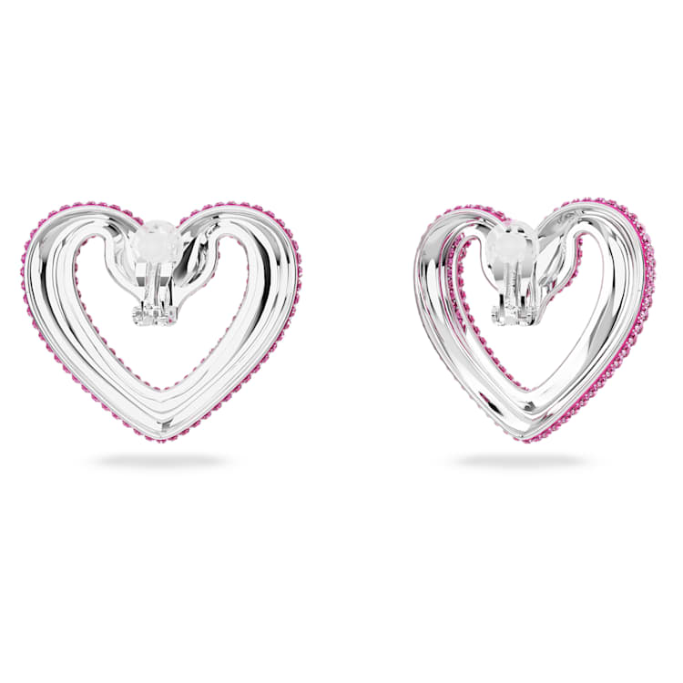 Sublima clip earrings, Heart, Large, Purple, Rhodium plated by SWAROVSKI