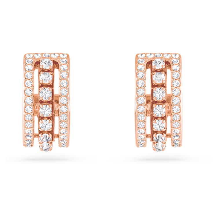 Hyperbola hoop earrings, White, Rose gold-tone plated by SWAROVSKI