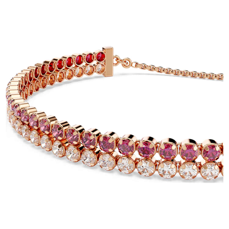 Matrix Tennis bracelet, Red, Rose gold-tone plated by SWAROVSKI