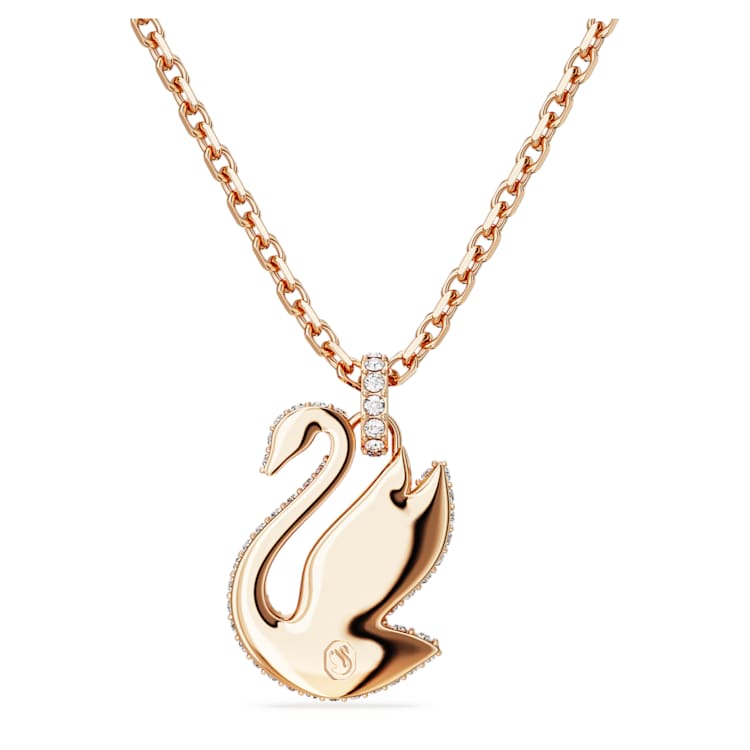 Swan pendant, Swan, Medium, Pink, Rose gold-tone plated by SWAROVSKI